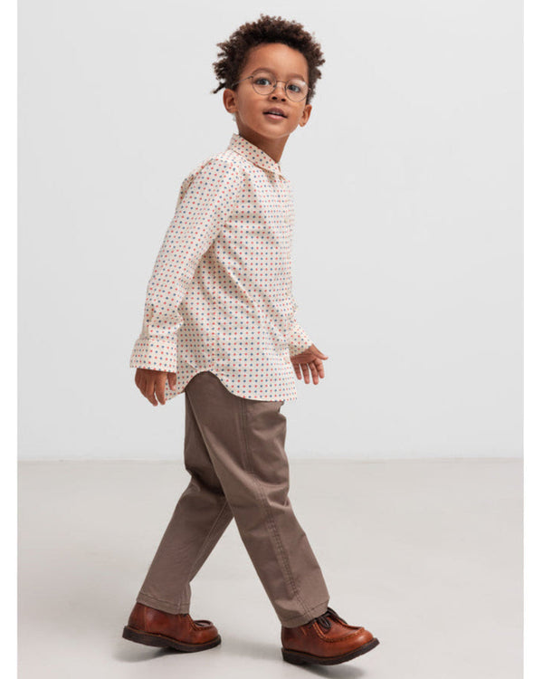 Pantalon din bumbac maro cu talie reglabila